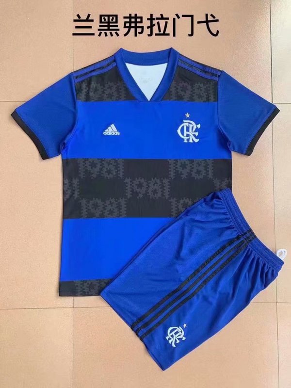 Kids-Flamengo 21/22 Black/Blue Training Soccer Jersey